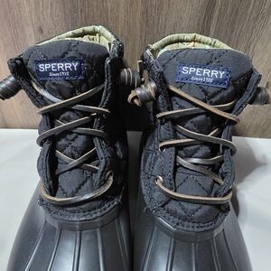 Sperry Womens Black Quilted Boots